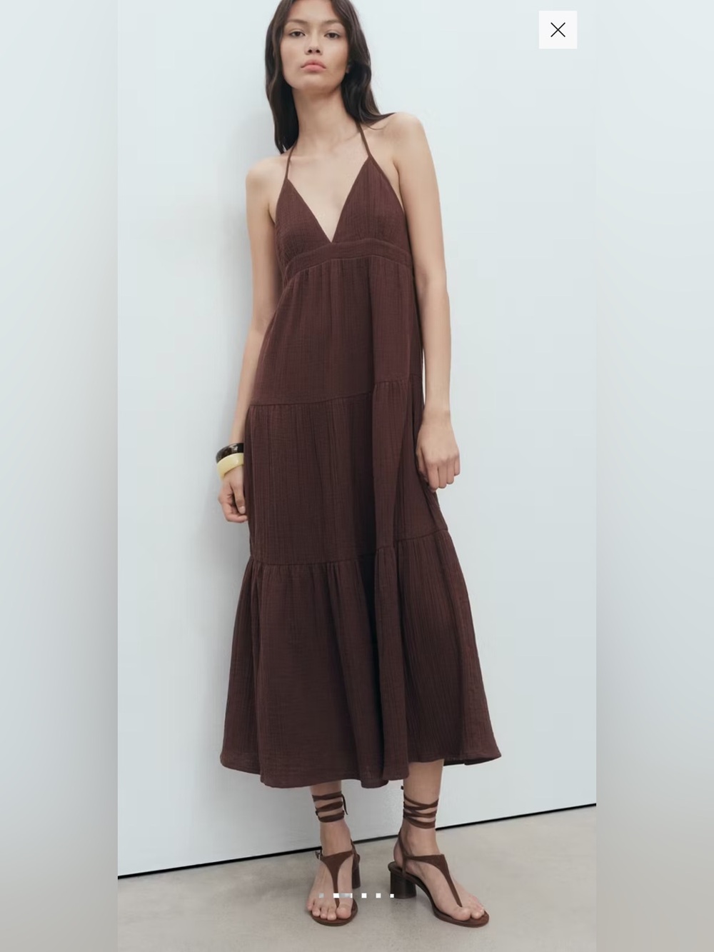 100% cotton gauzy halter dress